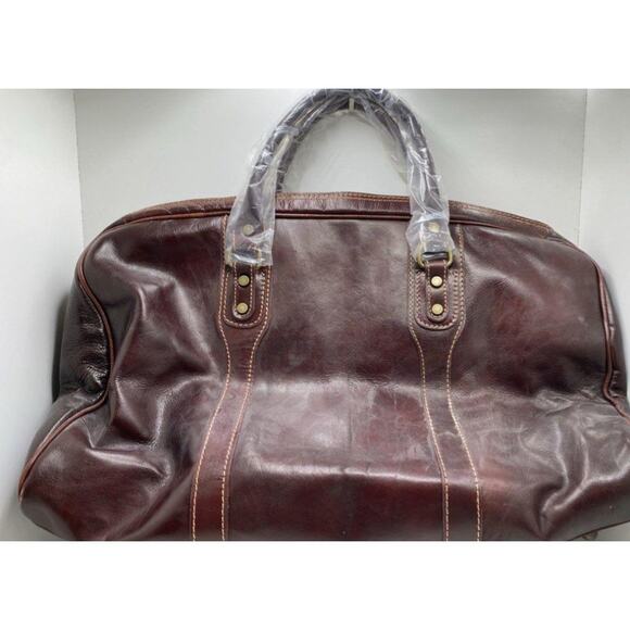 CENCIO NWT XL DUFFEL VECCHIO BROWN ITALIAN LEATHER BAG - Picture 5 of 15